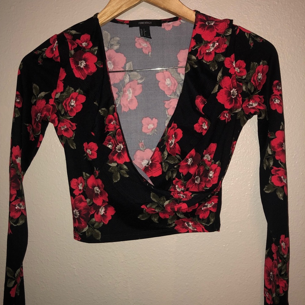 Forever 21 tight long sleeve wrap shirt